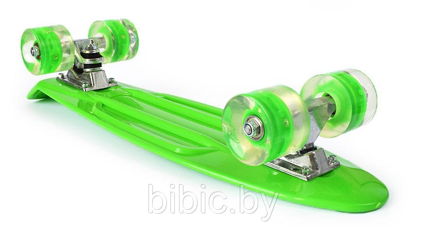 Пенни борд Penny board / скейт со светящимися ПУ колесами, скейтборд светящийся для мальчиков и девочек Салатовый - фото 1 - id-p117279557