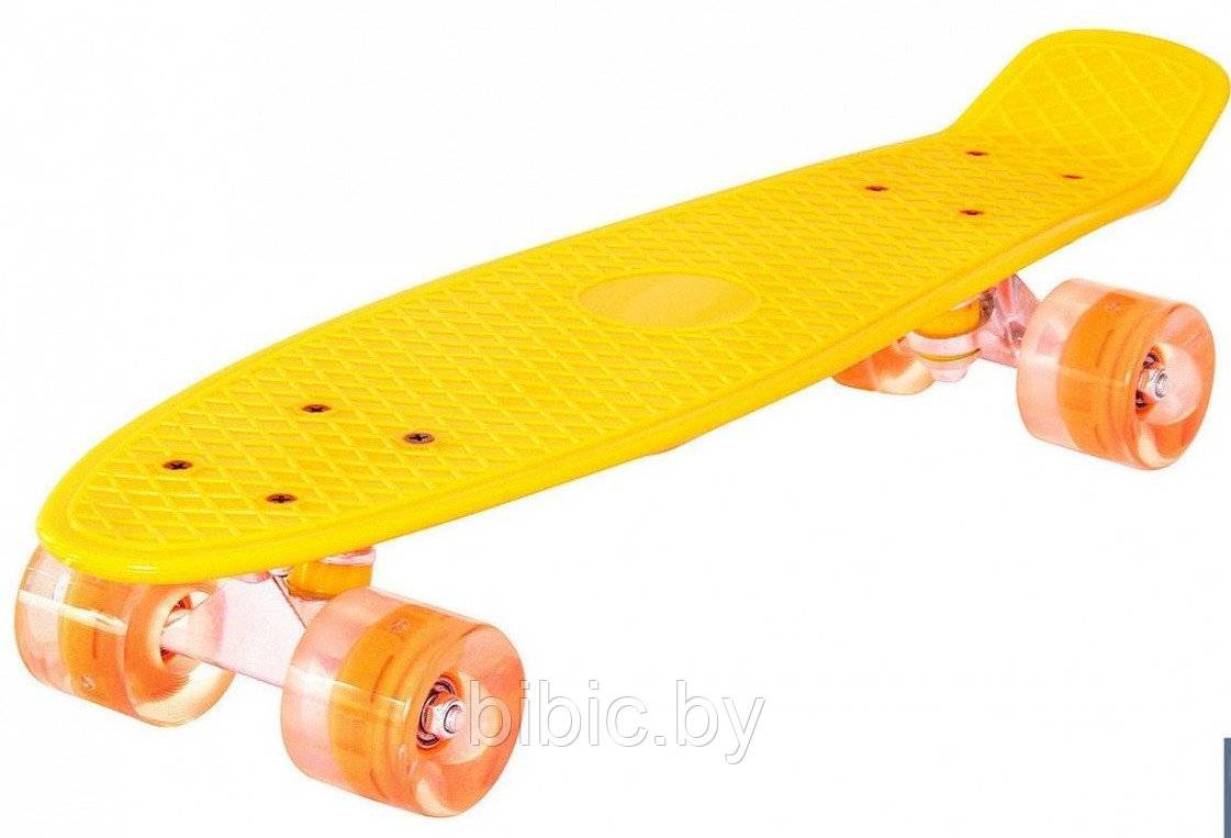 Пенни борд Penny board / скейт со светящимися ПУ колесами, скейтборд светящийся для мальчиков и девочек Желтый