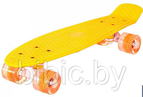 Пенни борд Penny board / скейт со светящимися ПУ колесами, скейтборд светящийся для мальчиков и девочек Желтый