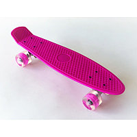 Пенни борд Penny board / скейт со светящимися ПУ колесами, скейтборд светящийся для мальчиков и девочек Розовый