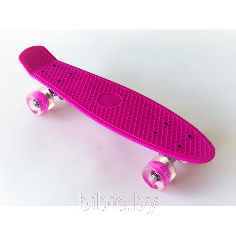 Пенни борд Penny board / скейт со светящимися ПУ колесами, скейтборд светящийся для мальчиков и девочек Розовый - фото 1 - id-p117279560