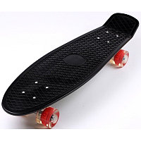 Пенни борд Penny board / скейт со светящимися ПУ колесами, скейтборд светящийся для мальчиков и девочек Черный