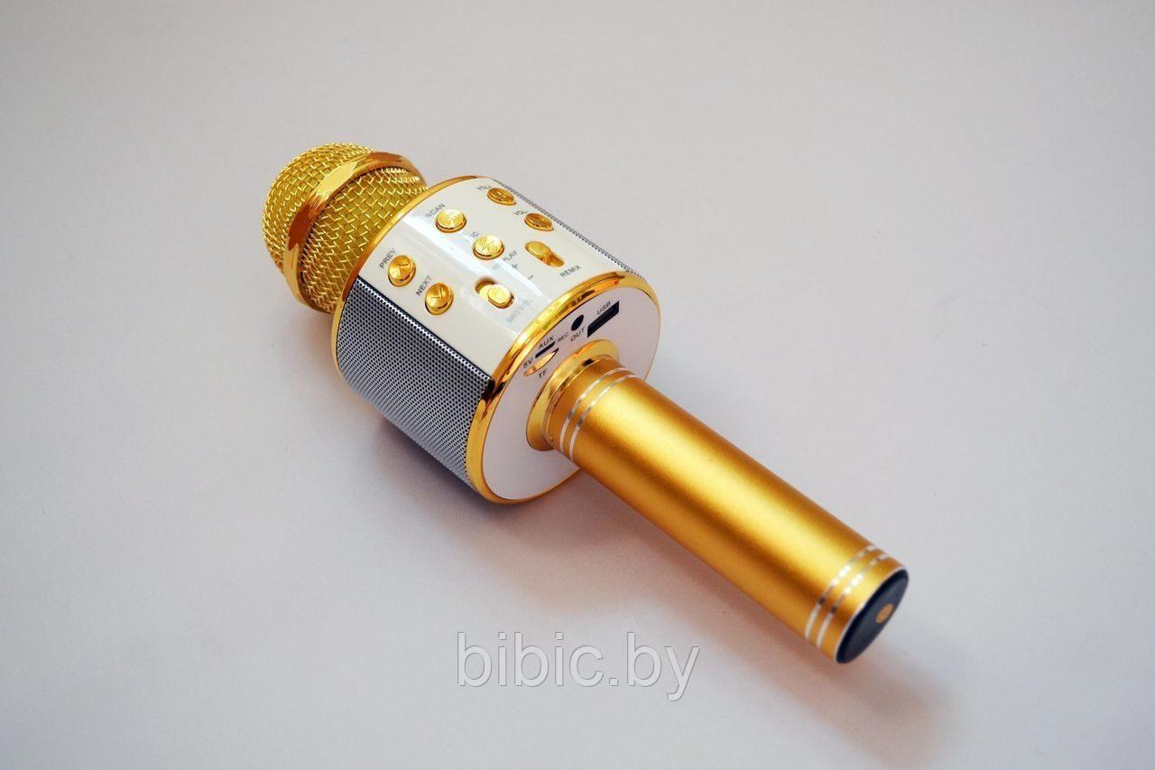 Караоке-микрофон WS-858 - Bluetooth золотой - фото 3 - id-p117289817