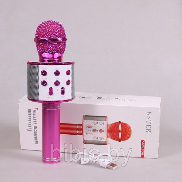 Караоке-микрофон WS-858 - Bluetooth розовый
