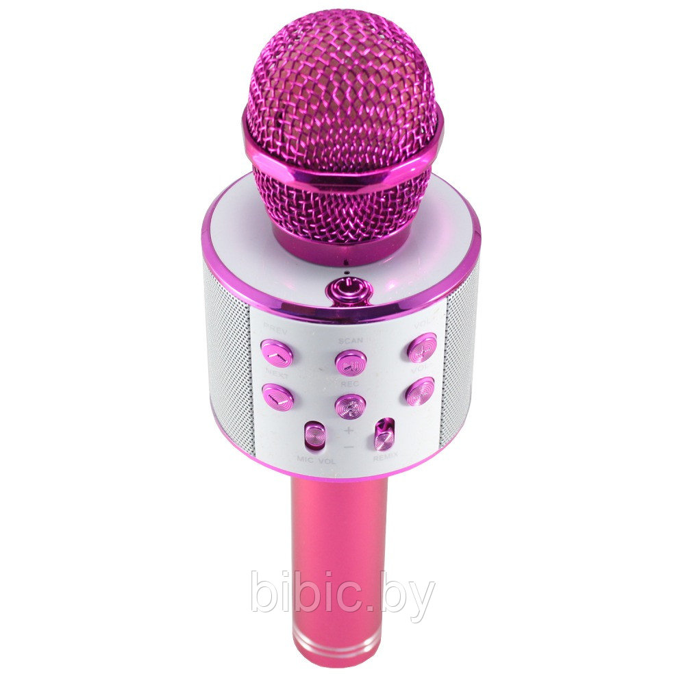 Караоке-микрофон WS-858 - Bluetooth розовый - фото 3 - id-p117289818