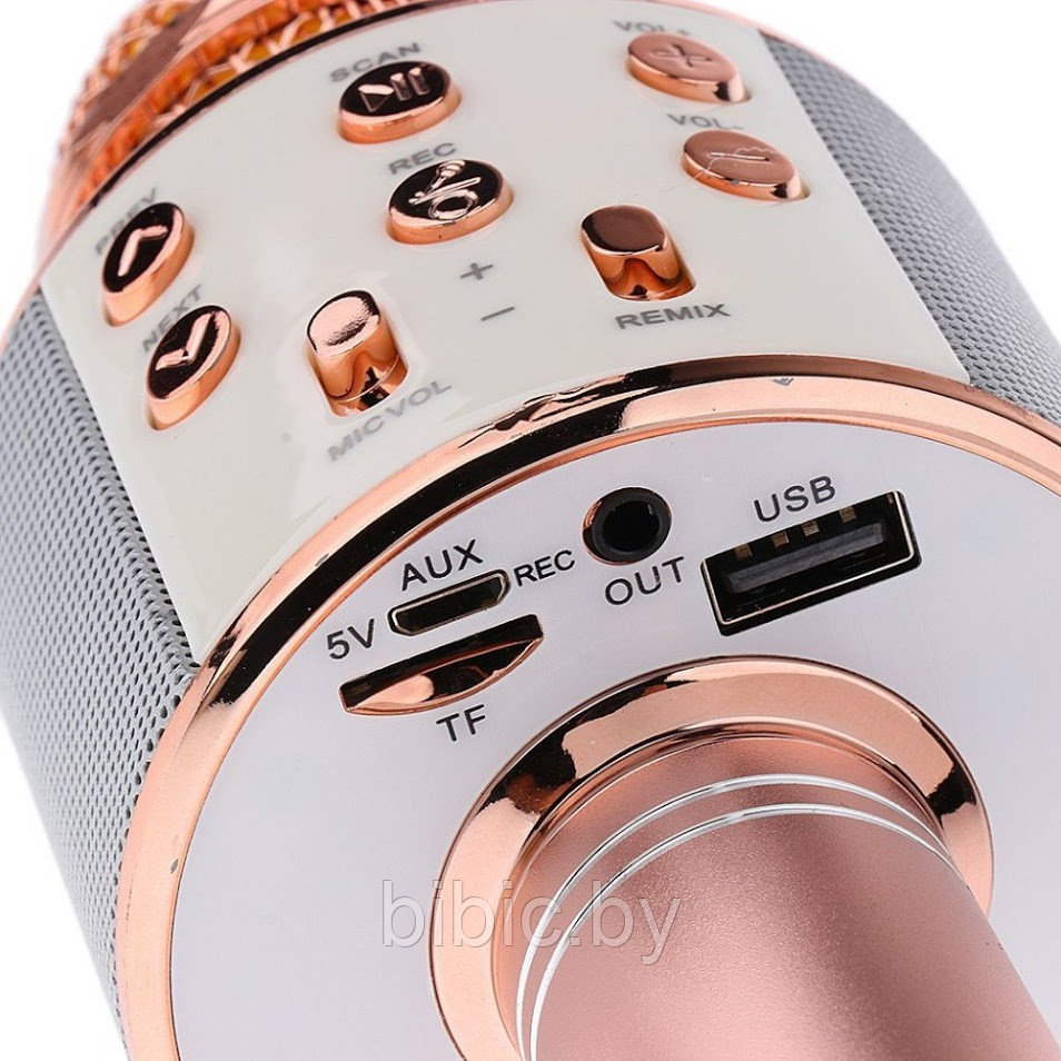 Караоке-микрофон WS-858 - Bluetooth розовое золото - фото 3 - id-p117289820