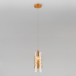 Подвесной светильник со стеклянным плафоном 50185/1 золото Block Eurosvet, фото 2