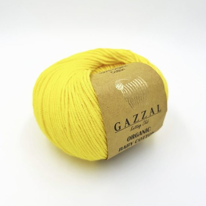 Пряжа Газзал Органик Беби Коттон (Organic Baby Cotton) цвет 420 жёлтый