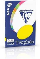 Бумага цветная "Trophée", А4, 80г/м2, 100л., неон, желтый неон