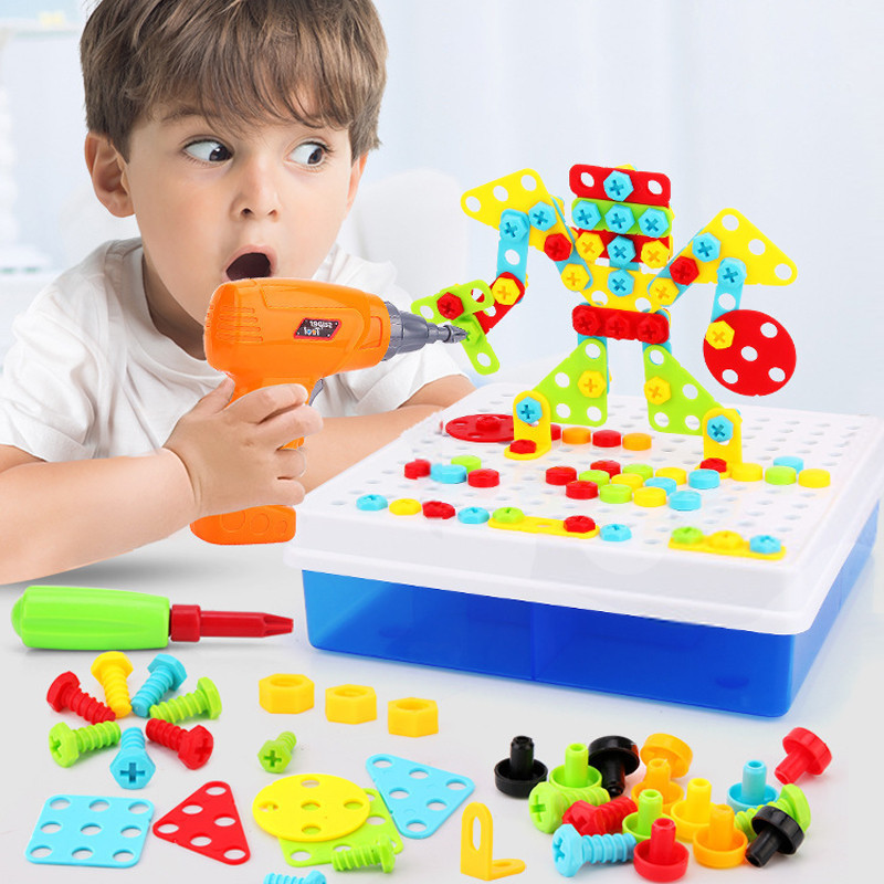 Детский конструктор мозаика с шуруповертом Magic Panel арт.681А развивающие игрушки, 198 деталей - фото 9 - id-p117296969