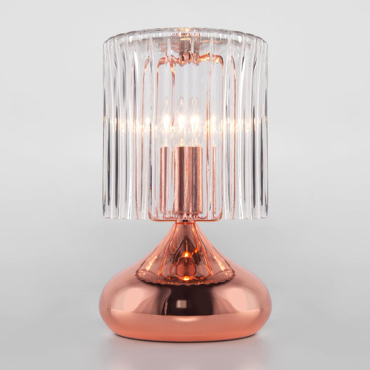 Настольная лампа со стеклянным абажуром 01068/1 розовое золото Bulbo Eurosvet - фото 4 - id-p117297019