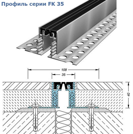 Профиль деформационного шва для полов и стен серии FK 35 - фото 1 - id-p117359036