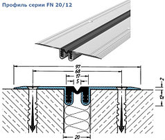 Профиль деформационного шва серии FN 20/12, FN 35/15, FN 50/20, FN 60/20, FN 90/20 для полов с покрытием