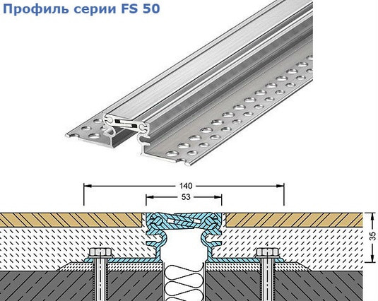 Профиль деформационного шва для полов серии FS 50