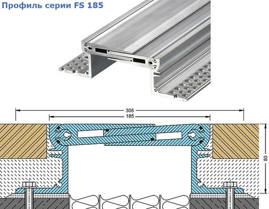 Профиль деформационного шва для полов серии FS 185, FSV 235 - фото 1 - id-p117360279