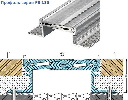 Профиль деформационного шва для полов серии FS 185, FSV 235, фото 2