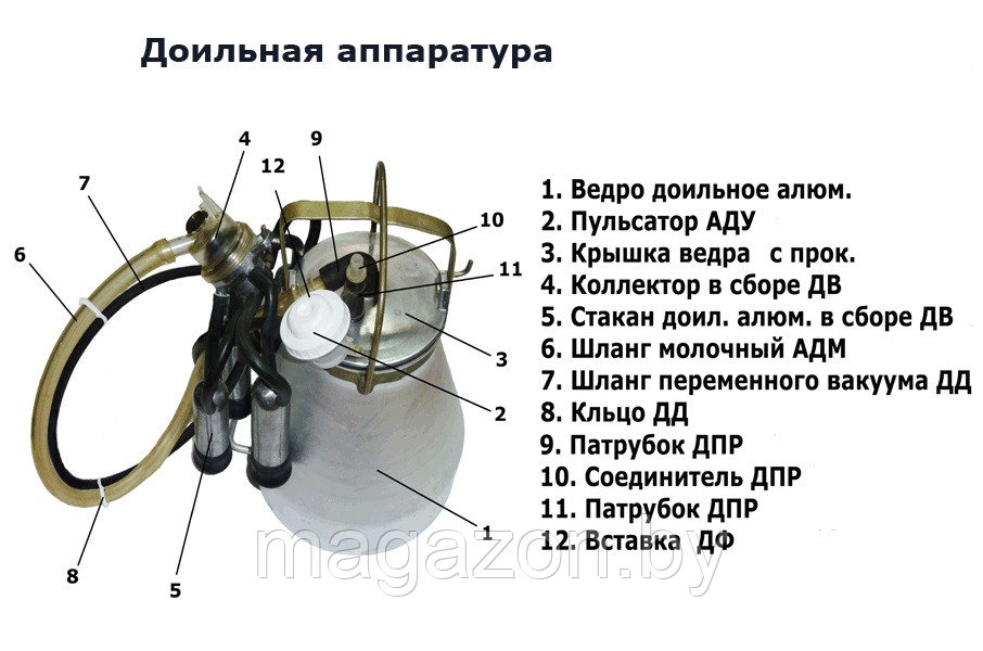 Доильная аппаратура Фермер с цельной резиной - фото 2 - id-p117336025