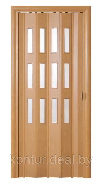 Дверь-гармошка со стеклом орех миланский Фаворит - фото 2 - id-p41270577