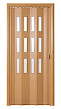 Дверь-гармошка со стеклом орех миланский Фаворит, фото 3