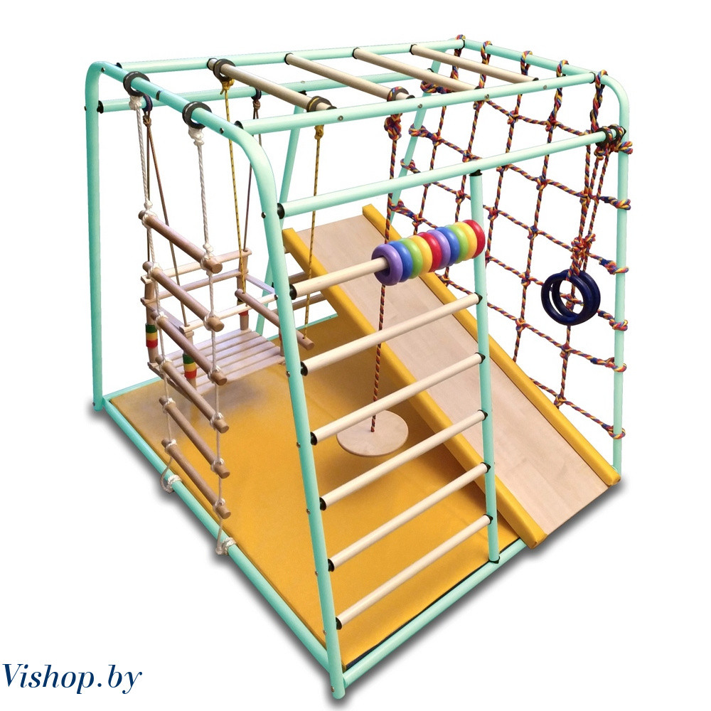 Детский игровой комплекс Вертикаль Веселый малыш горка с мягкими бортами изумрудный