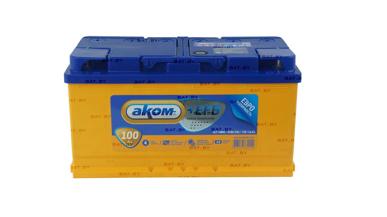 Аккумулятор АКОМ Евро+EFB 100 Ah - фото 1 - id-p117423637
