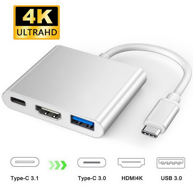 Переходник Type-C - HDMI + Type-C + USB3.0