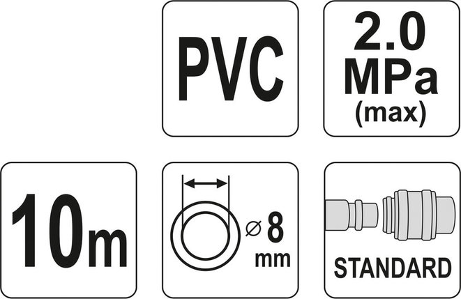 Пневмошланг PVC 8мм х 10м, YATO, фото 2