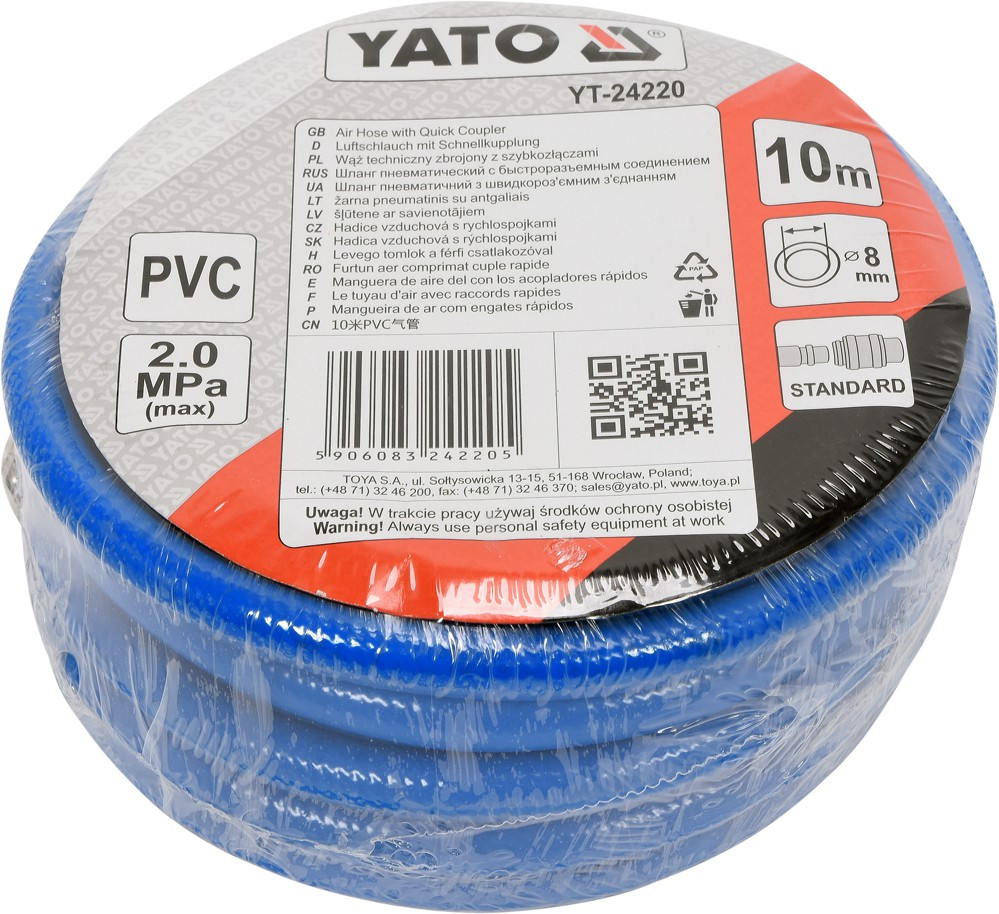 Пневмошланг PVC 8мм х 10м, YATO - фото 2 - id-p117435392