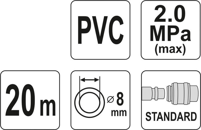 Пневмошланг PVC 8мм х 20м, YATO, фото 2