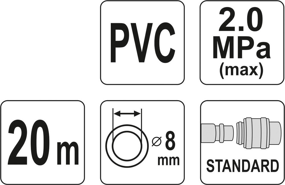Пневмошланг PVC 8мм х 20м, YATO - фото 3 - id-p117435523