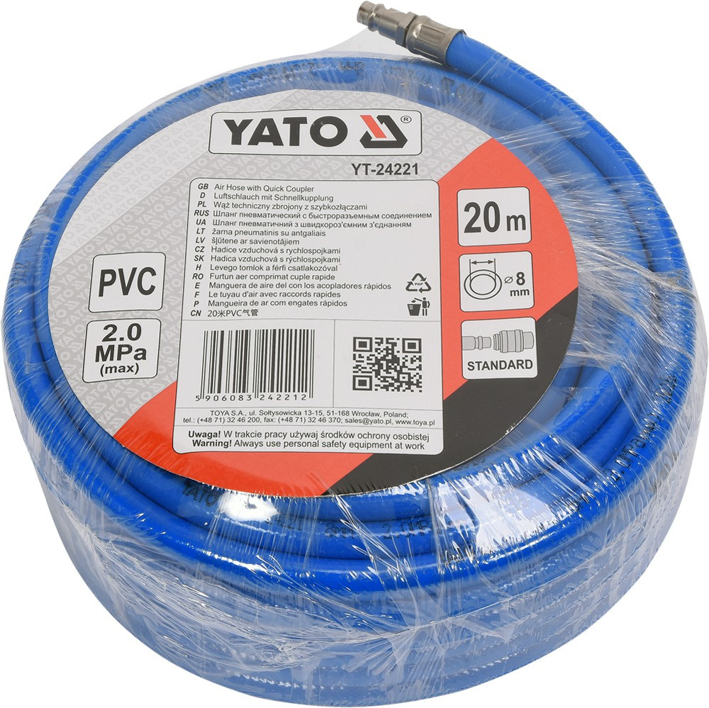 Пневмошланг PVC 8мм х 20м, YATO - фото 2 - id-p117435523