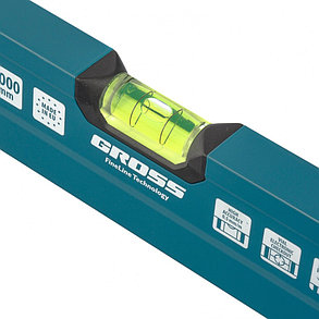 Уровень алюминиевый, 1000 мм, 2 рукоятки, фрезеровка, 3 глазка, Prazision Gross, фото 2