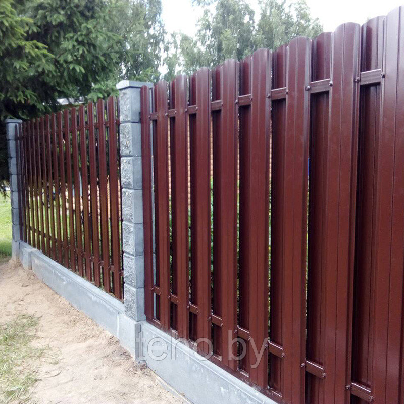 Забор из металлического штакетника с фундаментом под ключ, в Беларуси - фото 3 - id-p103275636
