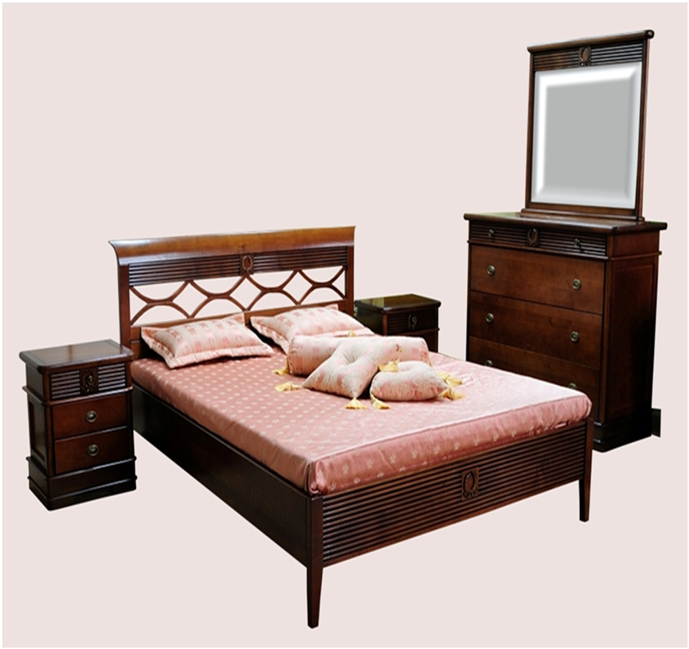 Кровать со спальным местом 2000 х 1400 мм. + 2 прикроватные тумбочки + комод + зеркало - фото 1 - id-p117461318