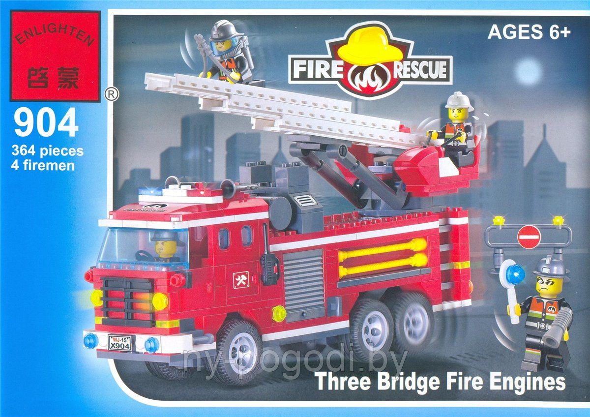 Конструктор BRICK ENLIGHTEN / БРИК серии "Противопожарная служба / Fire Rescue" мод. 904 "Пожарная машина МЧС 