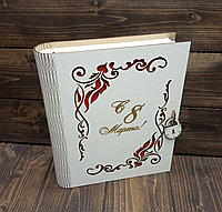 Книга-шкатулка №3, с гравировкой узор "С 8 марта!", цвет: дуб устричный