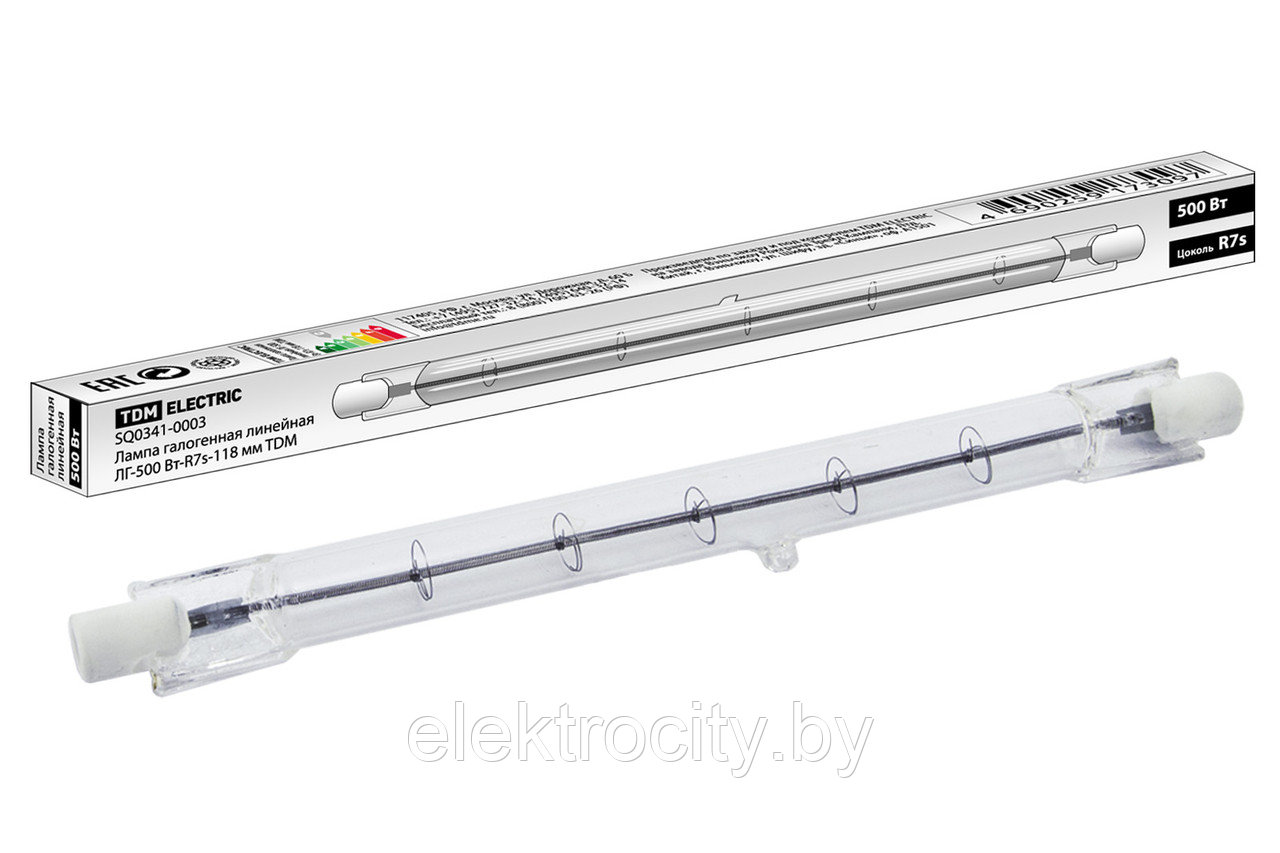 Лампа галогенная линейная ЛГ-500 Вт-R7s-118 мм TDM