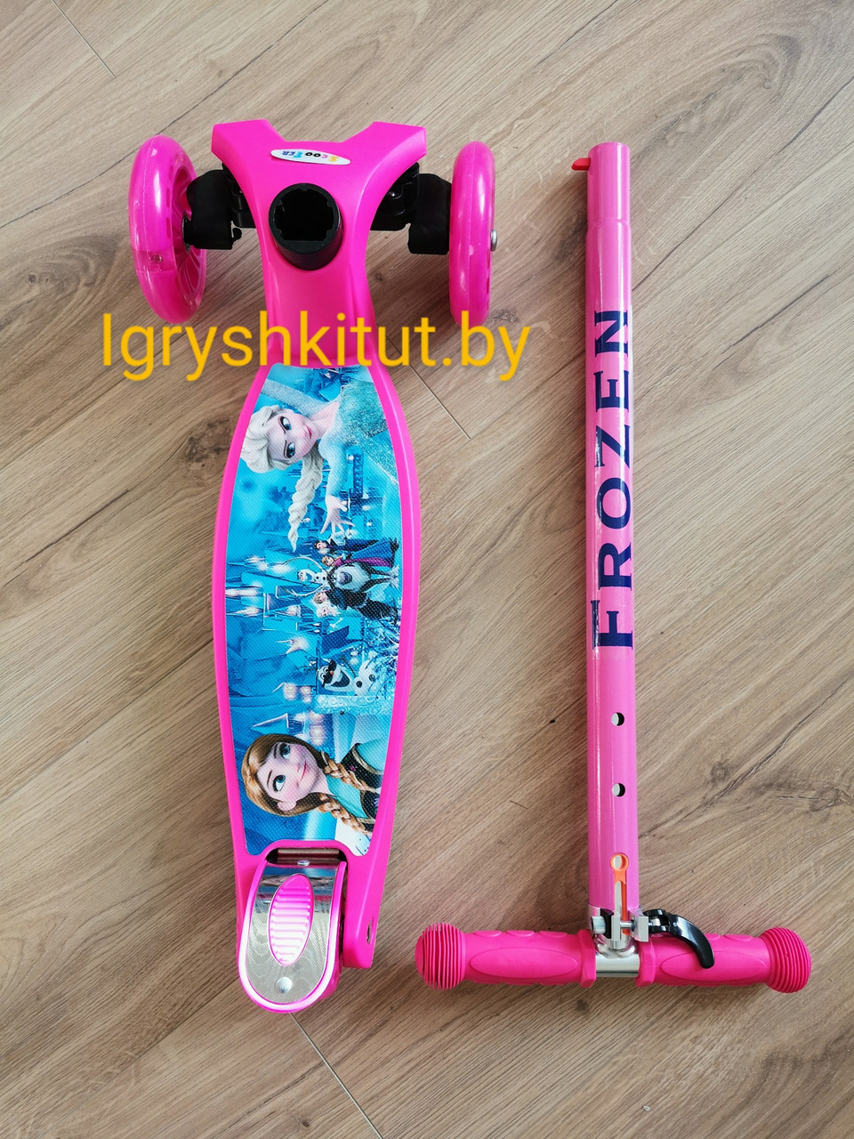 Самокат maxi Scooter "Frozen" розовый с рисунком холодное сердце (макси скутер ) - фото 2 - id-p103253193