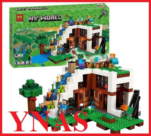Детский конструктор майнкрафт База на водопаде Minecraft My World 10624 дом аналог лего lego серия для детей
