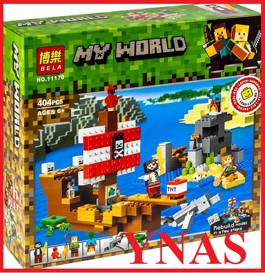 Детский конструктор Bela Minecraft Майнкрафт арт.11170 Приключения на пиратском корабле,аналог лего Lego 21152