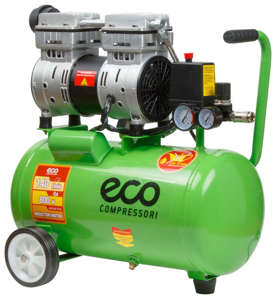 Компрессор ECO AE-25-OF1 (140 л/мин, 8 атм, коаксиальный, безмасляный, ресив. 24 л, 220 В, 0,8 кВт)