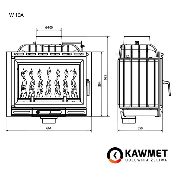 Каминная топка Kawmet W13A 11,5 кВт Eko - фото 6 - id-p117515468