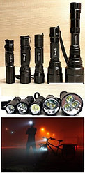 Светодиодные фонари Ultrafire, налобные фонари Boruit, фонари для охоты, велофара, SolarStorm X2, X3; T6, аккумулятор 18650, зарядное 18650.