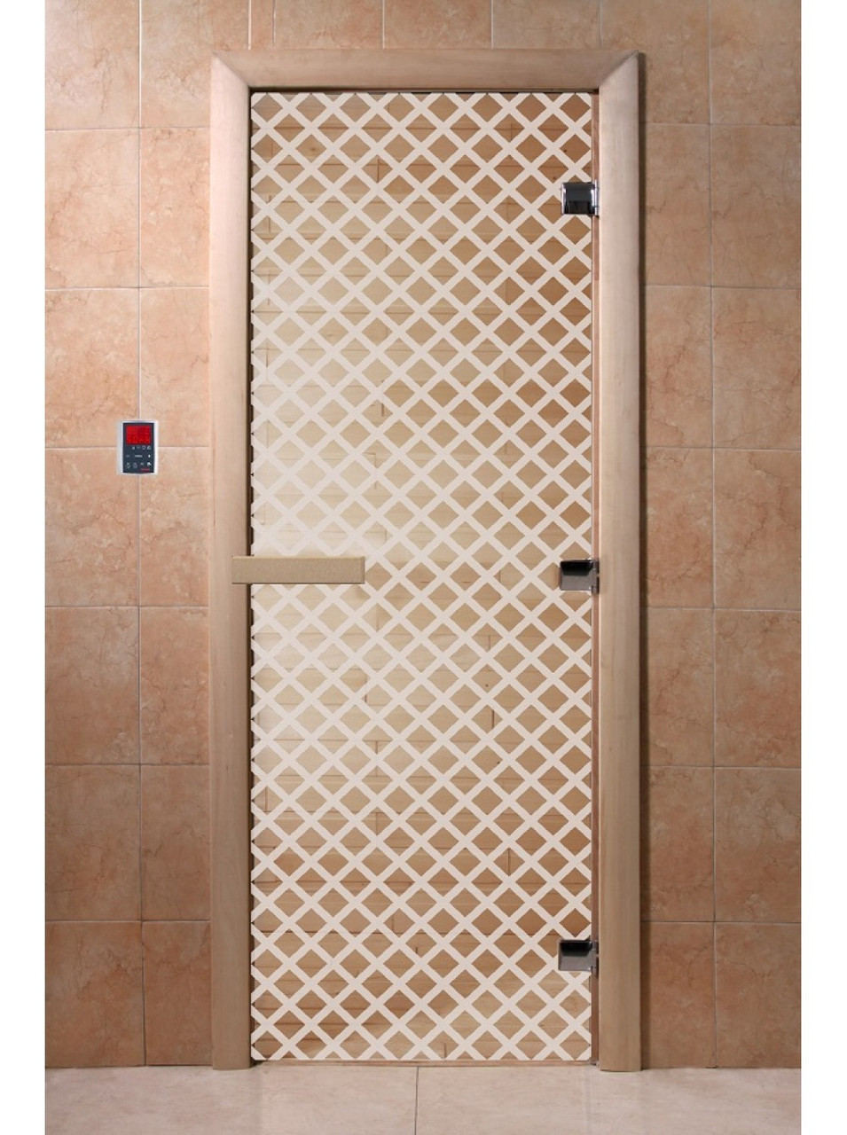 Дверь для бани стеклянная DoorWood, прозрачная с рисунком, 700x1900 - фото 4 - id-p117561625