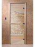 Дверь для бани стеклянная DoorWood, прозрачная с рисунком, 700x1900, фото 4