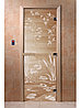 Дверь для бани стеклянная DoorWood, прозрачная с рисунком, 700x2000, фото 3