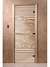 Дверь для бани стеклянная DoorWood, прозрачная с рисунком, 700x2000, фото 4