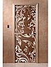 Дверь для бани стеклянная DoorWood, бронза с рисунком, 700x1700, фото 3