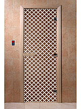 Дверь для бани стеклянная DoorWood, бронза с рисунком, 600x1800, фото 2