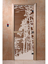 Дверь для бани стеклянная DoorWood, бронза с рисунком, 600x1800, фото 3